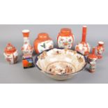 A quantity of oriental ceramics. Including ginger jars, bowl, vases, match box holder, etc.