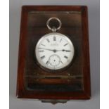 A silver H.Samuel pocket watch housed in fitted case. Marked for Manchester. Assayed London 1882