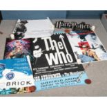 A quantity of concert and cinema posters. Including The Who tour poster, Stranger Things, Harry