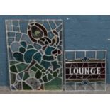 Two stained glass panels. Including pub Lounge example, etc.