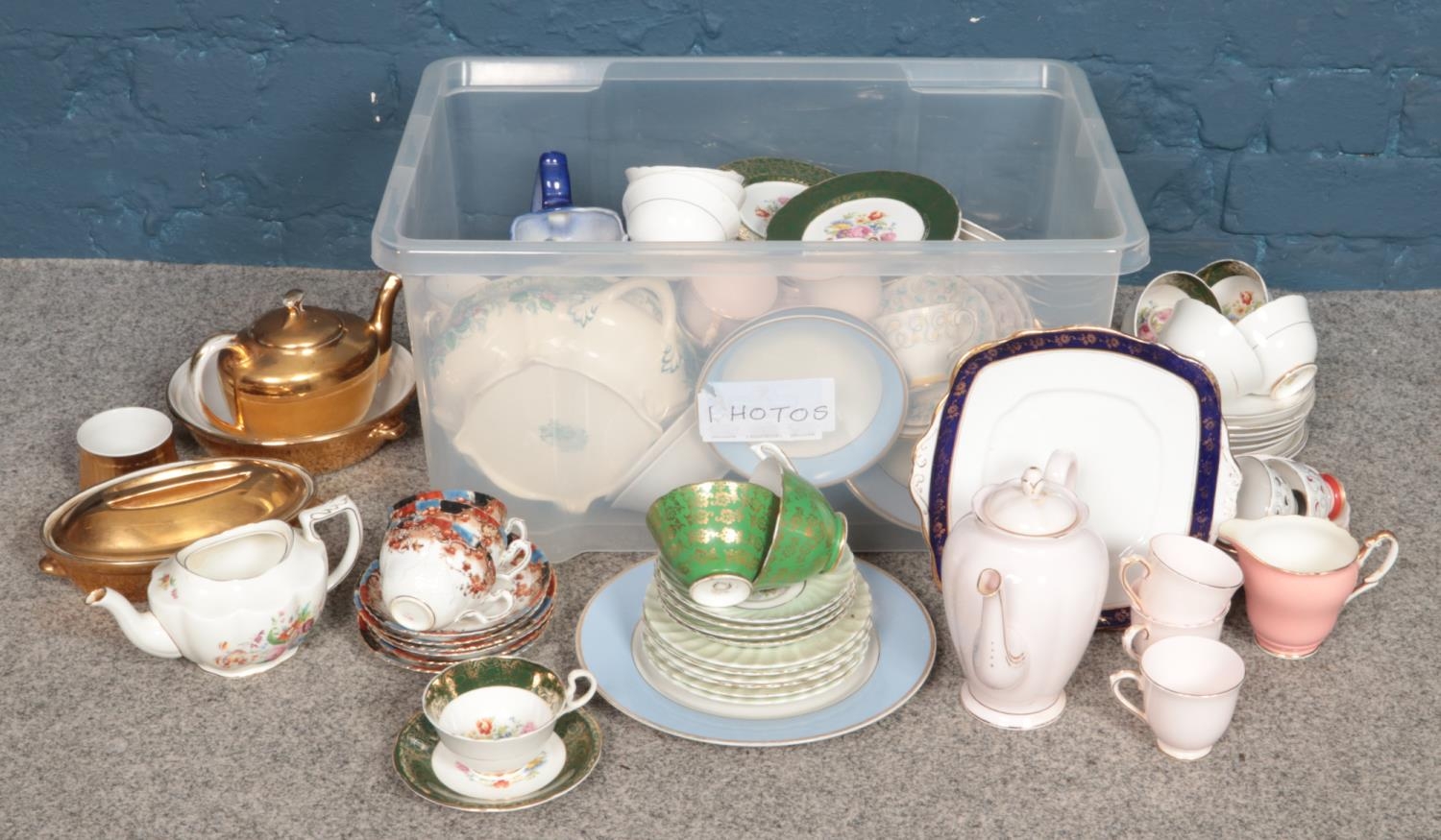 Two boxes of assorted ceramics. To include examples from Doulton, Aynsley, Coalport and Royal