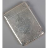 A silver card case with etched floral decoration. Assayed Birmingham 1909 by Charles S Green & Co