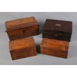 Four wooden boxes in various sizes including Tunbridge Ware and Inlaid examples.