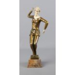A Ferdinand Priess style figure of Art Deco charleston dancer.