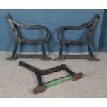 Three Victorian cast iron bench supports by Henton & Chattell Notts.