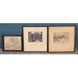 Three antique engravings, including after Claude Lorraine and Harry S Allen example depicting '