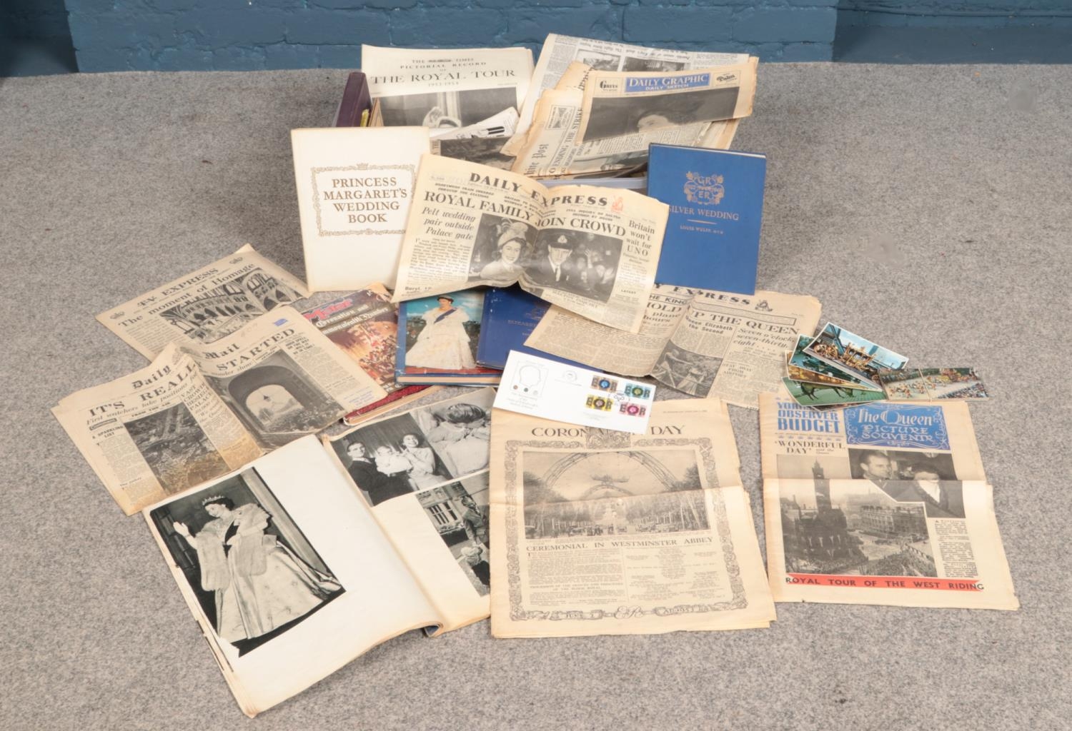 A large collection of royal ephemera, to include Queen Elizabeth II coronation newspaper articles,