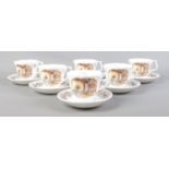 Six Royal Doulton Brambly Hedge teacups and saucers, in the 'Winter' theme.