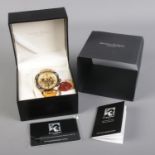 A new and boxed Limited Edition Swan & Edgar of London yellow Monumental Automatic wristwatch (