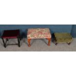 Three footstools including a Sherborne example.
