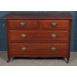 A Victorian mahogany two over two chest of drawers. Formerly a dressing table. (78cm x 107cm)