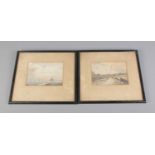 A pair of framed watercolours signed J.S depicting country seaside landscapes. Dimensions