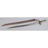 A Nineteenth Century 1866 model French Bayonet with scabbard. Length of blade 57cm.