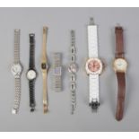 A quantity of assorted wristwatches including Accurist, Rotary and Yves Saint Laurent.