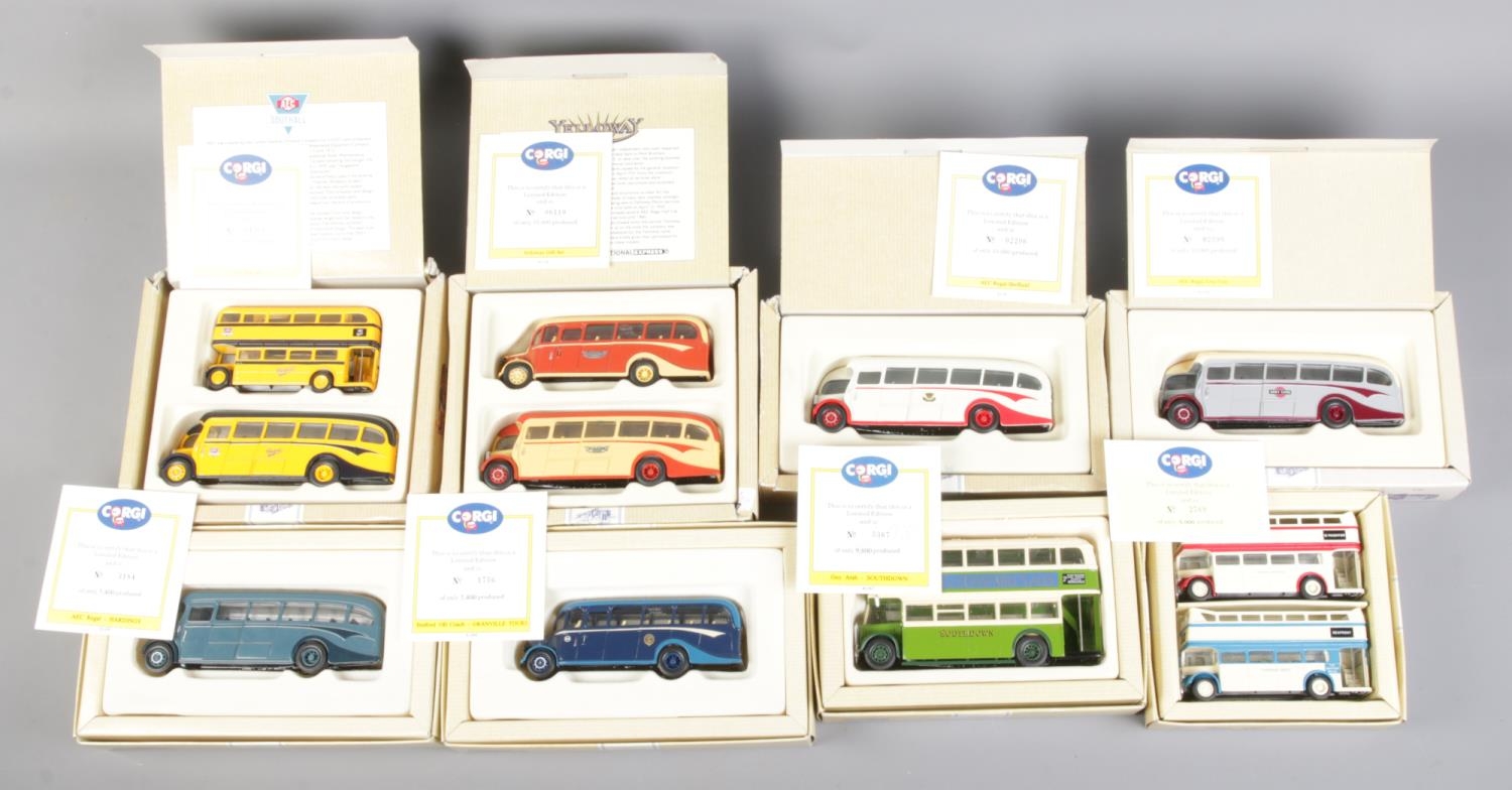 Eight large Corgi Classic 'Commercials from Corgi', to include two vehicle 97050 Open Top Regent