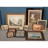A quantity of pictures and paintings. Including large Pear's print, large watercolour depicting
