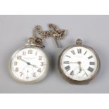 A silver Cohen Bros. silver pocket watch (Assayed Chester 1901) also a white metal pocket watch with