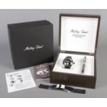 A new and boxed Limited Edition Gent's Mathey-Tissot Elica U-121NN automatic wristwatch, on black