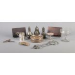 A quantity of good collectables. Includes white metal Christening mug and miniature filigree tilt