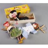 Three Pelham Puppets. Includes boxed School Headmaster example.