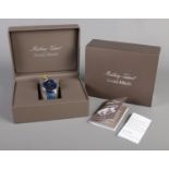 A new and boxed Gent's Mathey-Tissot Edmond H1886QABU Quartz wristwatch, in blue, with blue