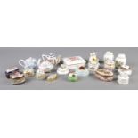 A large collection of mainly ceramic trinket boxes, to include large Royal Crown Derby example,