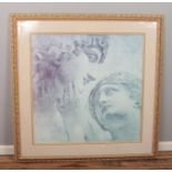 A large framed Neo-Classical print in fabric mount; titled 'To Go Beyond', by Richard Franklin.