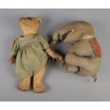 A pair of vintage teddies including elephant and bear example.