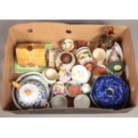 A box of miscellaneous ceramics. Includes Torquayware, Ringtons Maling Ware, Country Artists owl