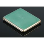 A silver and guilloche enamel cigarette case with monogrammed front. Stamped 925. 8.5cm x 7cm. 132g.