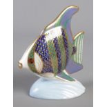 A Royal Crown Derby paperweight of an Angel Fish, from the Tropical Fish collection. Silver stopper.
