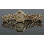 A ladies 9ct gold Tudor Royal manual wristwatch on 9ct gold Rolex bracelet strap. Gross weight 19.