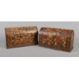 Two early 20th century Indian Kashmir stationary boxes, both having floral decoration. Crack to back