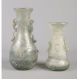 Two blown glass vases with applied decoration. Tallest 20.5cm.