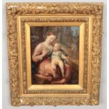 After Antonio Allegri Correggio (1489-1534) The Madonna Of The Basket, gilt framed oil on panel.