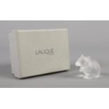 A boxed Lalique model of a mouse. Etched Lalique France to base. 3.3cm.