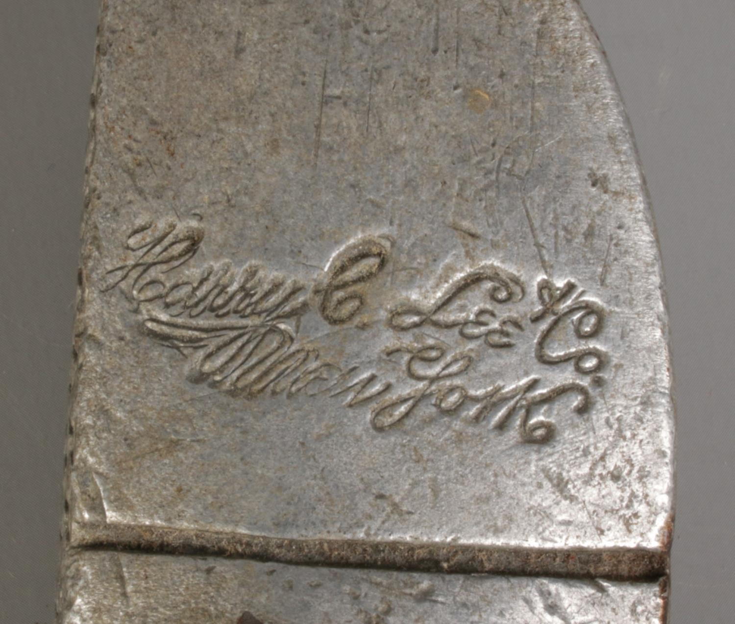 An antique Harry C Lee Schenectady putter with hickory shaft. Dated March 24 1903. - Image 3 of 3