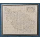 After Robert Morden, a framed map of The West Riding of Yorkshire, 1695 by Holderness