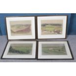 Four framed Cecil Aldin (1870-1935) signed prints depicting various golfing scenes. Dimensions