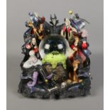 A large Disney Villains globe featuring characters such as Ursula, Hook, Cruella De Ville,