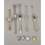 A quantity of manual wind ladies wristwatches and four watch heads. Includes Accurist, Rotary and