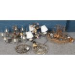 A quantity of chandeliers. Including glass droplet examples, etc.