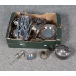 A large quantity of silver plate including cutlery, jugs and trays.