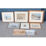 A quantity of water colour paintings mainly depicting landscapes. To include H.Adams, M.Lovegrove