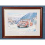 Tony Gardiner, Return to Monte print signed by Ron Crellin and Paddy Hopkirk, Height: 33cm, Width: