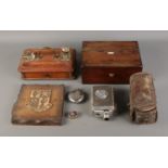 A quantity of miscellaneous to include Kodak Brownie, Inkwell stand with drawer, brass mounted