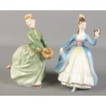 Two Royal Doulton porcelain figures of ladies. Leading Lady HN2269 and Grace HN2318.