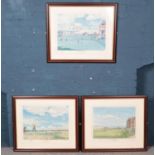 Arthur Weaver, Three framed golfing prints. Signed by the artist in pencil, Including The Master