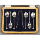 A cased silver demitasse spoon set. Assayed Sheffield 1922 by John Batt & Co Ltd.