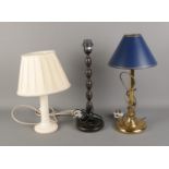 A box of three table lamps. Two including matching shades.